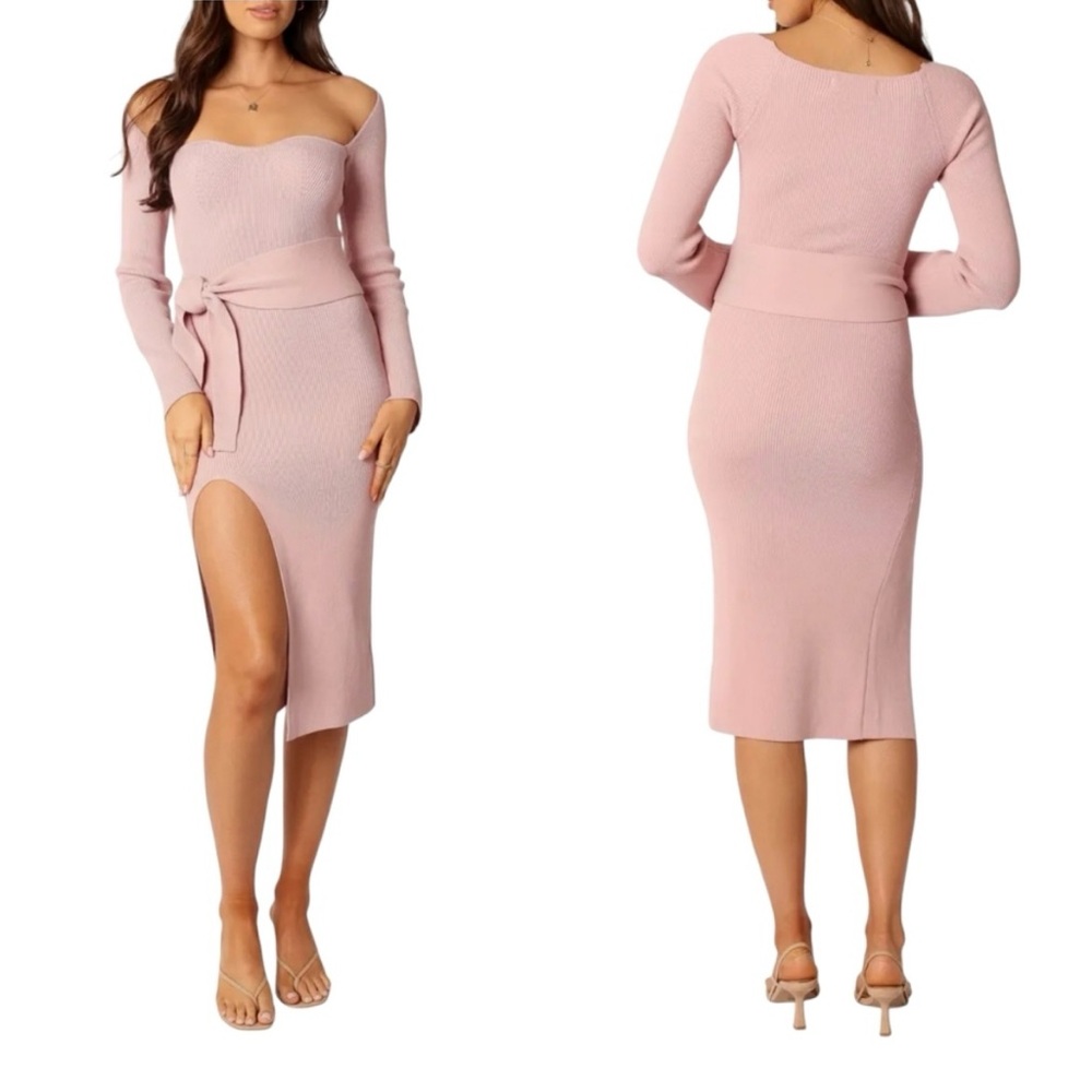 Petal & Pup Aquerelle Sweetheart Neck Long Sleeve Sweater Dress